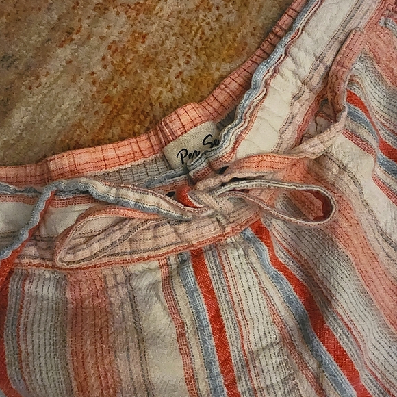 Per Se Striped Linen Blend Cuffed Shorts - Picture 6 of 13